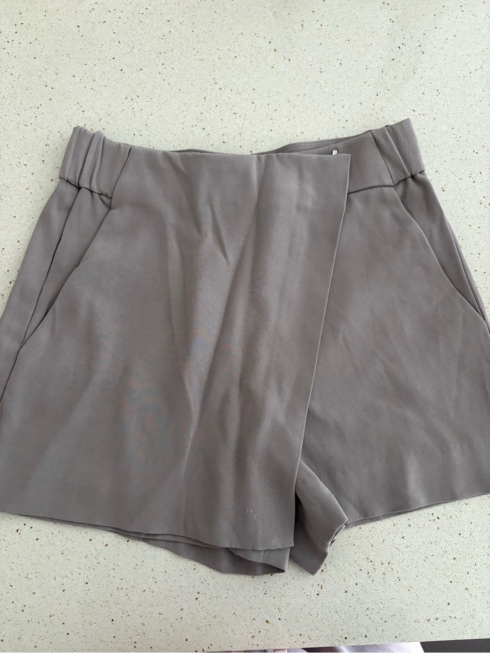 Aritzia Taupe Wrap-Front High-Rise Skort